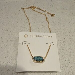 Kendra Scott Gold Necklace with Blue Stone